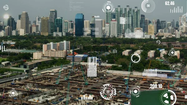 Construction Technology Concept Alteration Graphic Construction Site Showing Concept Automation — 图库照片