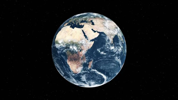 Planète Terre Avec Une Surface Géographique Réaliste Une Atmosphère Nuageuse — Photo