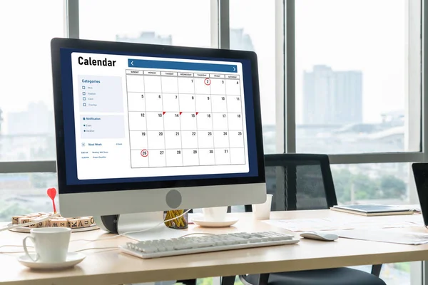 Calendar on computer software application for modish schedule planning for personal organizer and online business