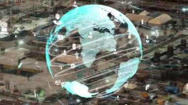 Otomasyon konseptini ve uzaktan kablosuz makine kontrolünü gösteren bir bilgisayar yazılımında fütüristik HUD kullanarak inşaat teknolojisi konsepti üzerinde değişiklik grafiği içeren konsept .