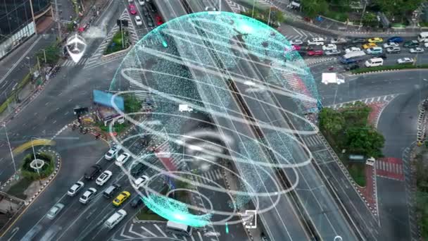 Veranderingsconcept Voor Slimme Vervoerstechnologie Voor Toekomstige Wegverkeersleiding Virtueel Intelligent Systeem — Stockvideo