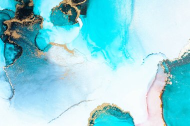 Kağıt üzerinde mermer sıvı mürekkep resminin lüks mavi soyut arkaplanı. Yüksek kaliteli kağıt dokusu üzerine orijinal suluboya alkol mürekkebi resmi .