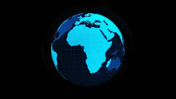 三维数字轨道地球在网络空间展示了网络技术的概念 全球球面图形连接到Internet的全息图显示了全球通信和连接网络 3D渲染 — 图库照片