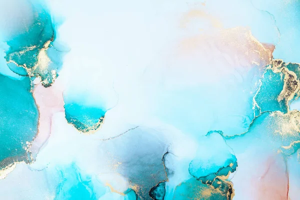 Lyx Blå Abstrakt Bakgrund Marmor Flytande Bläck Konst Målning Papper — Stockfoto