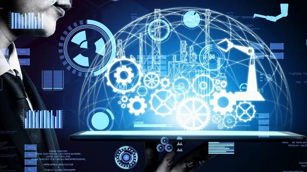 Futuristic Industry Inventive Mechanized Engineering Concept Graphic User Interface Showing — Stock Photo, Image