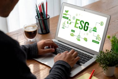 ESG environmental social governance policy for modish business to set a standard to achieve high ESG score clipart