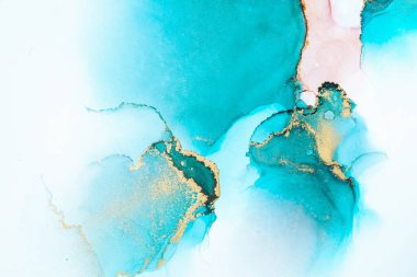 Kağıt üzerinde mermer sıvı mürekkep resminin lüks mavi soyut arkaplanı. Yüksek kaliteli kağıt dokusu üzerine orijinal suluboya alkol mürekkebi resmi .