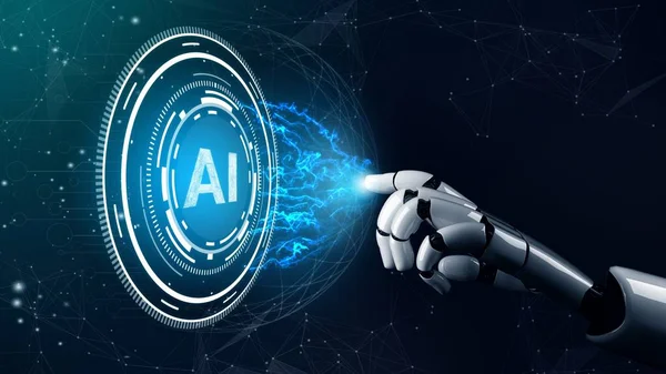 Futuristisk Robot Artificiell Intelligens Revolutionerande Teknik Utveckling Och Maskininlärning Koncept — Stockfoto