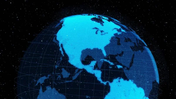 Digitální Orbitální Zemina Kyberprostoru Zobrazující Koncept Síťové Technologie Hologram Globe — Stock fotografie