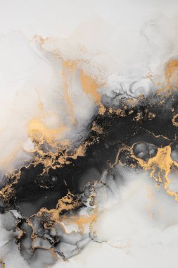 Soyut arkaplan için özgün tablodaki mermer mürekkep soyut sanat. Resim, Kintsuki mürekkep sanatının düz mermer arkaplan desenini yaratmak için yüksek kaliteli kağıt dokusuna boyanmış. .