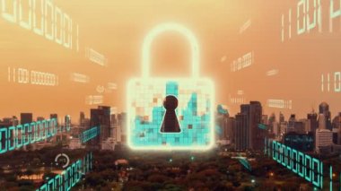 Dijital Platform 'da Siber Güvenlik ve Değişim Veri Koruması. Hackerlar, virüsler ve güvensiz bilgilere karşı çevrimiçi veri erişim savunması için güvenli güvenlik duvarı teknolojisi gösteren grafik arayüzü .