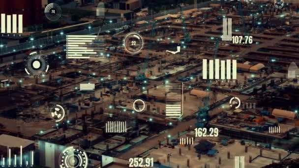 Концепція Технології Будівництва Зміною Графіки Над Будівельним Майданчиком Показує Концепцію — стокове відео