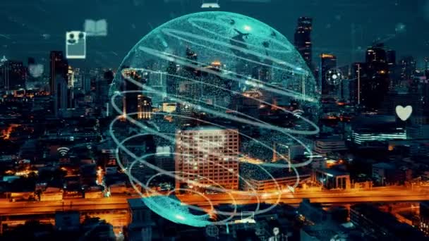 Conexión Global Alteración Red Internet Smart City Concepto Futura Conexión — Vídeos de Stock