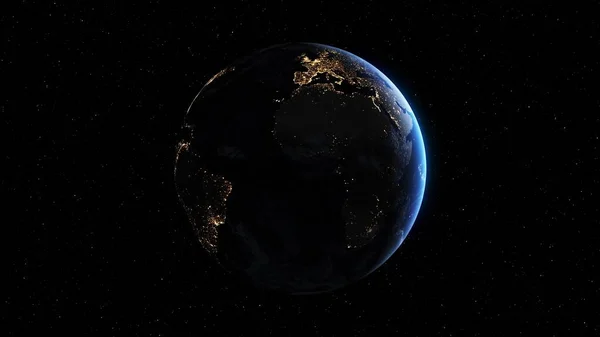現実的な地理的表面と軌道3D雲の雰囲気を持つ惑星の地球 大陸の世界の球体の宇宙空間の眺め 3Dレンダリンググラフィック Nasaによって提供されたこの画像の要素 — ストック写真