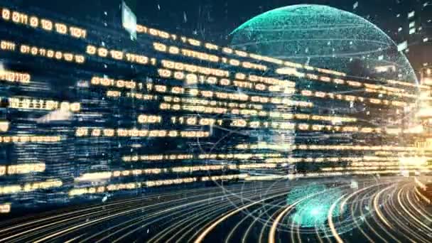 Rede Global Futurista Transferência Digital Tácita Dados Gráfico Conceito Transformação — Vídeo de Stock