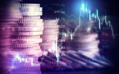 Finans ve para teknolojisi iş refahı ve varlık yönetimi kavramı. Yaratıcı grafik, refah karı elde etmek için değerli varlıklara yatırım yaparak ekonomi ve mali büyümeyi gösteriyor .