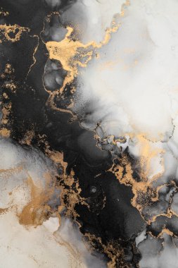 Soyut arkaplan için özgün tablodaki mermer mürekkep soyut sanat. Resim, Kintsuki mürekkep sanatının düz mermer arkaplan desenini yaratmak için yüksek kaliteli kağıt dokusuna boyanmış. .