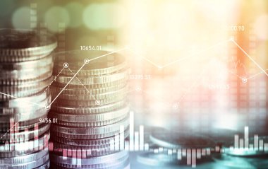 Finans ve para teknolojisi iş refahı ve varlık yönetimi kavramı. Yaratıcı grafik, refah karı elde etmek için değerli varlıklara yatırım yaparak ekonomi ve mali büyümeyi gösteriyor .