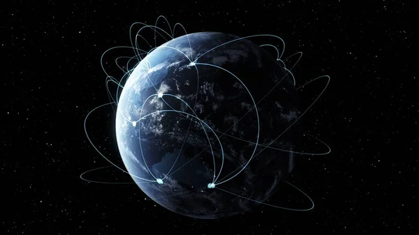 Глобальная Сеть Подключение Интернету Орбитальном Земном Шаре Концепция Беспроводного Цифрового — стоковое фото
