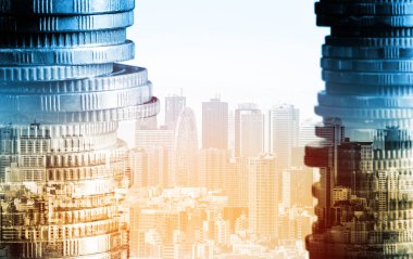 Finans ve para teknolojisi iş refahı ve varlık yönetimi kavramı. Yaratıcı grafik, refah karı elde etmek için değerli varlıklara yatırım yaparak ekonomi ve mali büyümeyi gösteriyor .