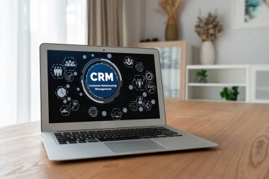 CRM işletme ve işletme için modern bilgisayarda müşteri ilişkileri yönetim sistemi