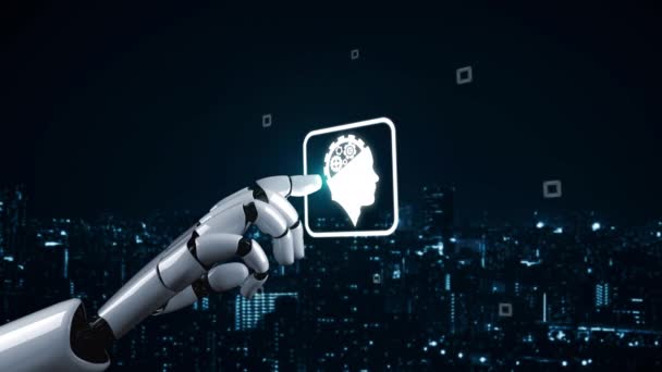 Futuristic Robot Artificial Intelligence Enlightening Technology Development Machine Learning Concept — Stockvideo
