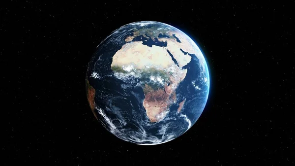 Планета Земля Реалистичной Географической Поверхностью Орбитальной Атмосферой Облаков Вид Космоса — стоковое фото