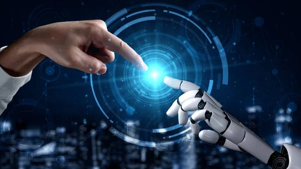 Robot Futurista Inteligencia Artificial Que Ilumina Desarrollo Tecnología Concepto Aprendizaje —  Fotos de Stock