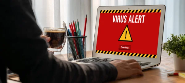 Avviso Allarme Virus Sullo Schermo Del Computer Rilevato Modish Cyber — Foto Stock