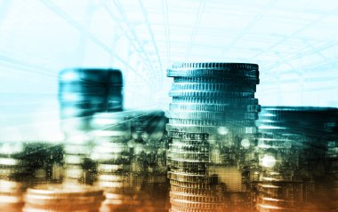 Finans ve para teknolojisi iş refahı ve varlık yönetimi kavramı. Yaratıcı grafik, refah karı elde etmek için değerli varlıklara yatırım yaparak ekonomi ve mali büyümeyi gösteriyor .