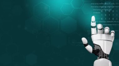 Gelecekçi robot yapay zeka devrimci yapay zeka teknoloji geliştirme ve makine öğrenme kavramı. İnsan hayatının geleceği için küresel robot biyonik bilim araştırması. 3B görüntüleme grafiği.