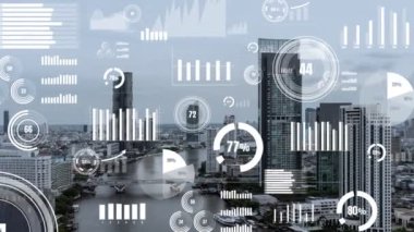 İş verileri analitik arayüzü akıllı şehrin üzerinde uçuyor ve iş zekasının geleceğini değiştiriyor. Stratejik plan için büyük verileri analiz etmek için bilgisayar yazılımı ve yapay zeka kullanılır .