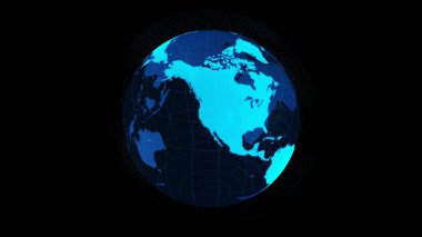 Siber uzayda ağ teknolojisi kavramını gösteren 3 boyutlu dijital yörünge dünyası. İnternet 'e bağlanan küresel küresel iletişim ve bağlantı ağının hologramı. 3 Boyutlu Hazırlama .