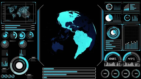 Futuristic Head Display Design Orbital Global Network Rendering Graphic Hud — 图库照片