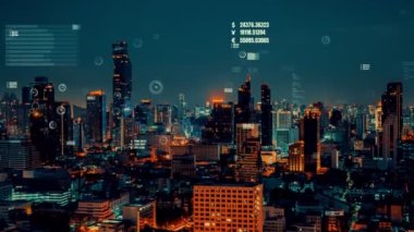 İş verileri analitik arayüzü akıllı şehrin üzerinde uçuyor ve iş zekasının geleceğini değiştiriyor. Stratejik plan için büyük verileri analiz etmek için bilgisayar yazılımı ve yapay zeka kullanılır .