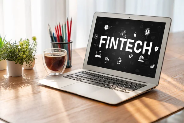 Fintech Οικονομικό Λογισμικό Τεχνολογίας Για Modish Επιχείρηση Για Αναλύσει Στρατηγική — Φωτογραφία Αρχείου