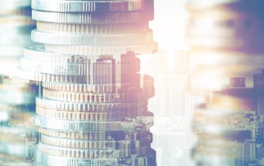 Finans ve para teknolojisi iş refahı ve varlık yönetimi kavramı. Yaratıcı grafik, refah karı elde etmek için değerli varlıklara yatırım yaparak ekonomi ve mali büyümeyi gösteriyor .