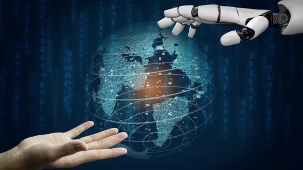 Futurisztikus Robot Mesterséges Intelligencia Forradalmi Technológia Fejlesztés Gépi Tanulás Koncepció — Stock videók