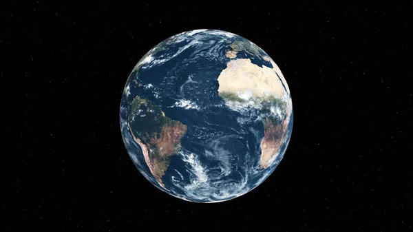 Planète Terre Avec Une Surface Géographique Réaliste Une Atmosphère Nuageuse — Photo