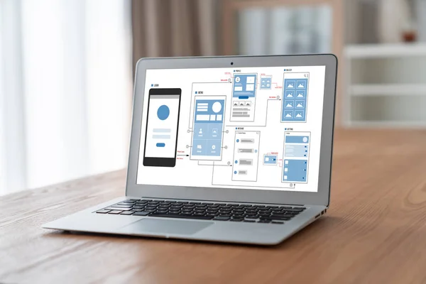 UX UI design process for modish mobile application and website . Creative prototype of wireframe for professional app developer .