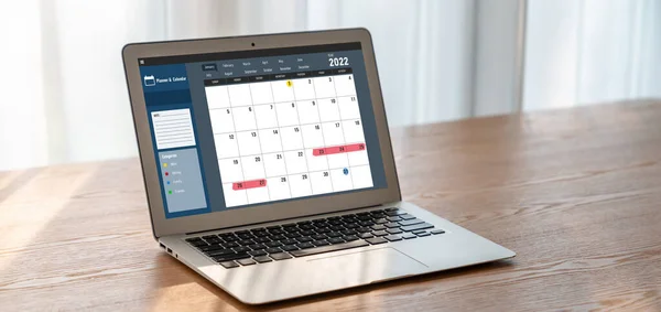 Calendar on computer software application for modish schedule planning for personal organizer and online business