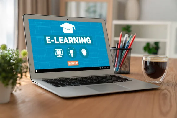 Learning Website Met Modish Sofware Voor Studenten Online Studeren Het — Stockfoto