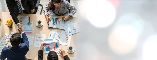 Group Business People Handshake Meeting Table Widen View Office Together — Fotografia de Stock