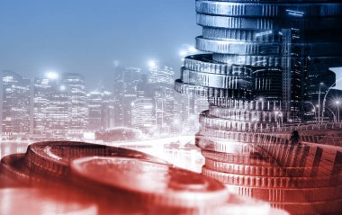 Finans ve para teknolojisi iş refahı ve varlık yönetimi kavramı. Yaratıcı grafik, refah karı elde etmek için değerli varlıklara yatırım yaparak ekonomi ve mali büyümeyi gösteriyor .