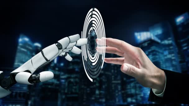 Gelecekçi Robot Yapay Zeka Devrimci Yapay Zeka Teknoloji Geliştirme Makine — Stok video