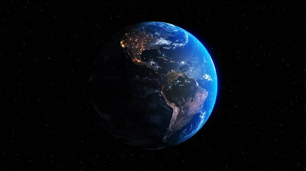 Planeta Země Realistickým Geografickým Povrchem Orbitální Oblačnou Atmosférou Vesmírný Pohled — Stock fotografie