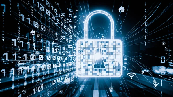 Cyber security and online data protection with tacit secured encryption software . Concept of smart digital transformation and technology disruption that changes global trends in new information era .