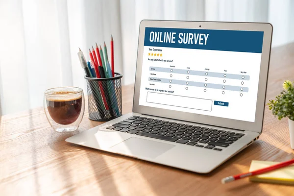 Online Survey Form Modish Digital Information Collection Internet Network — Stock Photo, Image