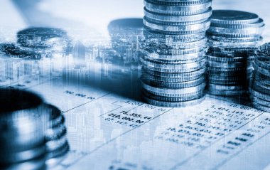 Finans ve para teknolojisi iş refahı ve varlık yönetimi kavramı. Yaratıcı grafik, refah karı elde etmek için değerli varlıklara yatırım yaparak ekonomi ve mali büyümeyi gösteriyor .