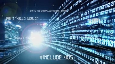 Yazılım geliştirme, uygulama programlama kodu ve gizli bilgisayar kodlaması. Yeni bilgi çağındaki küresel eğilimleri değiştiren akıllı dijital dönüşüm ve teknoloji bozulması kavramı .